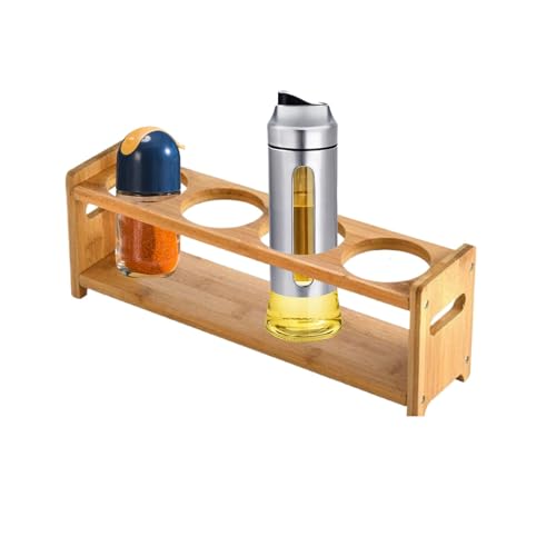 Weinglashalter – Weinregal aus Holz | Weinflaschenhalter | Weinglas-Tablett-Halter | doppellagiger Tablett-Halter | Weinglas-Organizer- | 4 Löcher Gewürzregal | Gewürzregal von Generisch