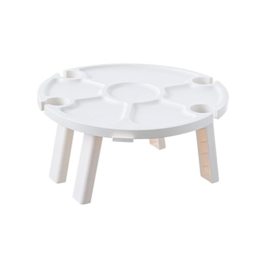 Weinklapptisch, Weiß Rosa Niedriger Picknicktisch 4 Fuß,Tragbarer runder Weintisch für Outdoor Camping, Outdoor Weinklapptisch für Weinglas Käse von Generisch