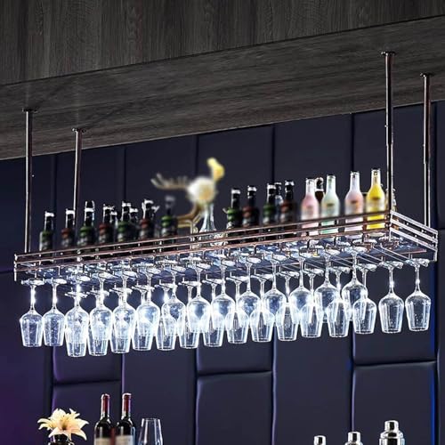 Weinregal – Metall-Deckenglashalter mit rustikalen industriellen schwebenden Regalen für Zuhause, Restaurant und Bar Weinregal – Metall-Deckenglashalter mit rustikalen industriellen schwebenden Regalen für Zuhause, Restaurant und Bar von Generisch
