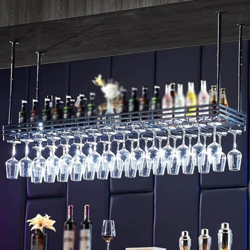 Weinregal – Metall-Deckenglashalter mit rustikalen industriellen schwebenden Regalen für Zuhause, Restaurant und Bar Weinregal – Metall-Deckenglashalter mit rustikalen industriellen schwebenden Regalen für Zuhause, Restaurant und Bar von Generisch
