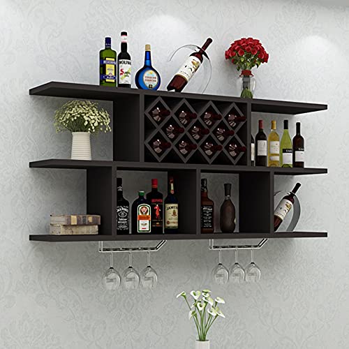 Weinregal aus Holz, Wandmontage, dekoratives kreatives Gitter-Weinregal – moderne Esszimmer-Aufbewahrung für Wohnzimmer, Heimdekoration von Generisch
