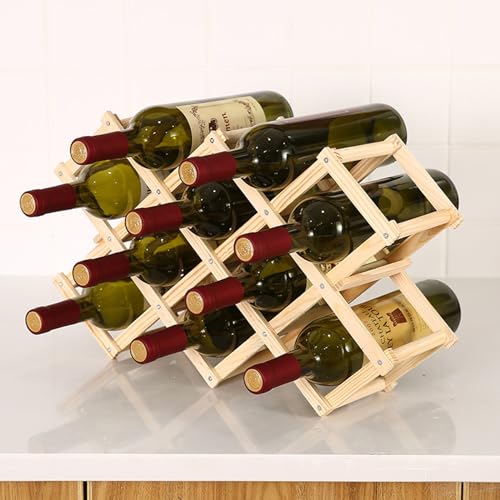 Weinregal aus Holz für 10 Flaschen - Stapelbares, faltbares Tisch-Weinlagerregal | Freistehender Weinflaschenhalter für Zuhause, Küche, Bar & Schränke | Kompakter Arbeitsplatten-Weinkeller-Organizer Weinregal aus Holz für 10 Flaschen - Stapelbares, faltbares Tisch-Weinlagerregal | Freistehender Weinflaschenhalter für Zuhause, Küche, Bar & Schränke | Kompakter Arbeitsplatten-Weinkeller-Organizer von Generisch