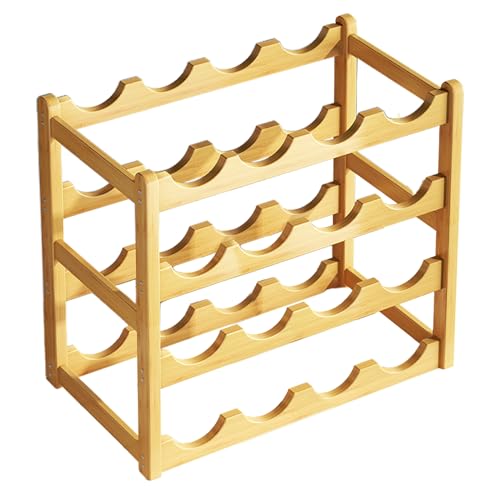 Weinregal aus Holz – stapelbarer Halter für 20 Flaschen, rustikales für Küche und Esszimmer, platzsparender 4-stöckiger Aufbewahrungs-Organizer, Arbeitsplatten-Flaschenständer, Heimbüro von Generisch