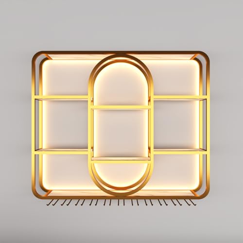 Weinregal aus Metall, Wandmontage, Weinregal aus Metall, Wandmontage mit LED-Licht, Barregale zur Wandmontage mit Glashalter, moderne Likörbar, Wandregale für Hausbar (Gold, 100,1 x 20,1 x 100,1 cm) Weinregal aus Metall, Wandmontage, Weinregal aus Metall, Wandmontage mit LED-Licht, Barregale zur Wandmontage mit Glashalter, moderne Likörbar, Wandregale für Hausbar (Gold, 100,1 x 20,1 x 100,1 cm) von Generisch