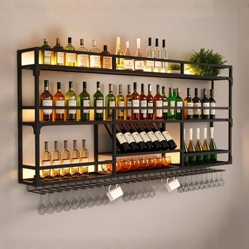 Weinregal aus Metall, Wandmontage mit Glashalter, schwimmende Barregale, Eisen-Likör-Display-Regal für Küche und Esszimmer Weinregal aus Metall, Wandmontage mit Glashalter, schwimmende Barregale, Eisen-Likör-Display-Regal für Küche und Esszimmer von Generisch