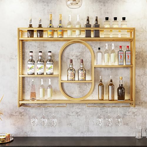 Weinregal aus Metall mit Glashalter – platzsparendes Wandregal für Hausbar, Küche, schwimmende Flaschen-Aufbewahrungslösung Weinregal aus Metall mit Glashalter – platzsparendes Wandregal für Hausbar, Küche, schwimmende Flaschen-Aufbewahrungslösung von Generisch