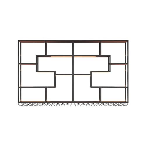 Weinregal aus Metall mit großem Fassungsvermögen, Wandmontage mit LED-Lichtern, inklusive Weinglashalter für stilvolle Likör-Präsentation und Organisation Weinregal aus Metall mit großem Fassungsvermögen, Wandmontage mit LED-Lichtern, inklusive Weinglashalter für stilvolle Likör-Präsentation und Organisation von Generisch