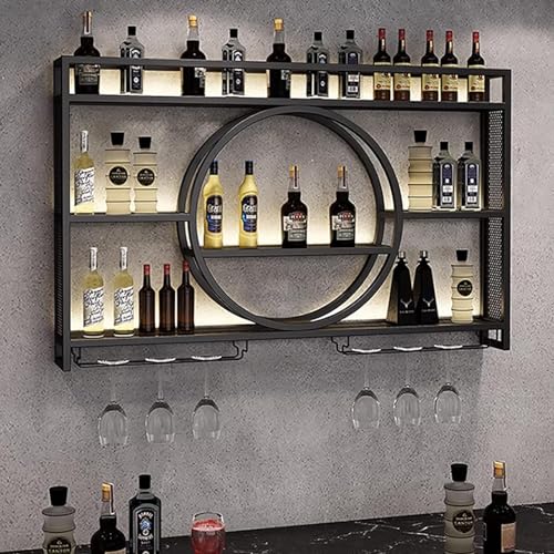 Weinregal aus Metall mit mehreren Haken, moderner Glashalter für Bars und Restaurants, Wandmontage, Eisenregal in Goldfarbe (100 x 15 x 80 cm) von Generisch