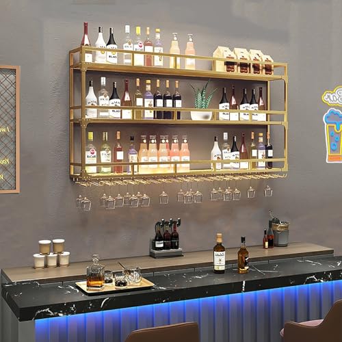 Weinregal aus Metall zur Wandmontage, eleganter 140 cm goldener Flaschenhalter mit Ausstellungsregal für Bars und Keller, funktionale Weinaufbewahrungslösung für jeden Raum von Generisch