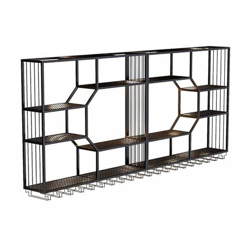 Weinregal aus Metall zur Wandmontage, mit Glashalter und LED-Licht | Schwebendes Barregal für Küche und Wohnzimmer | Hängendes Flaschenregal Weinregal aus Metall zur Wandmontage, mit Glashalter und LED-Licht | Schwebendes Barregal für Küche und Wohnzimmer | Hängendes Flaschenregal von Generisch