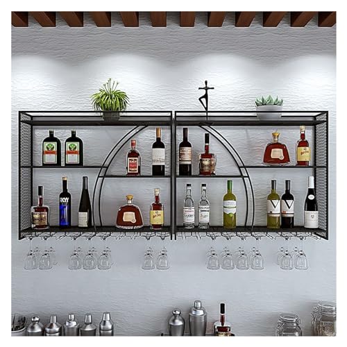 Weinregal aus Metall zur Wandmontage, mit Weinglashalter, schwebende Wandregale, Likörflaschen-Ausstellungsregal, großes Fassungsvermögen, Weinregal mit LED-Licht, für Zuhause, Bar, Küche, Weinkeller Weinregal aus Metall zur Wandmontage, mit Weinglashalter, schwebende Wandregale, Likörflaschen-Ausstellungsregal, großes Fassungsvermögen, Weinregal mit LED-Licht, für Zuhause, Bar, Küche, Weinkeller von Generisch