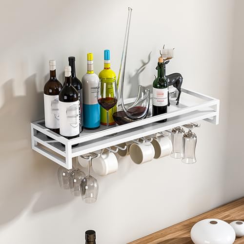 Weinregal aus Metall zur Wandmontage mit Stielglashalter, industrielles Mini-Bar, Likörflaschen-Ausstellungsregal für Zuhause, Café, Küche Weinregal aus Metall zur Wandmontage mit Stielglashalter, industrielles Mini-Bar, Likörflaschen-Ausstellungsregal für Zuhause, Café, Küche von Generisch