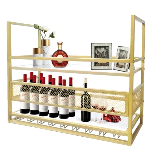 Weinregal für die Decke, Metall, 2-lagig, hängender Weinhalter mit Glashalter für Zuhause, Restaurant, Bar Weinregal für die Decke, Metall, 2-lagig, hängender Weinhalter mit Glashalter für Zuhause, Restaurant, Bar von Generisch