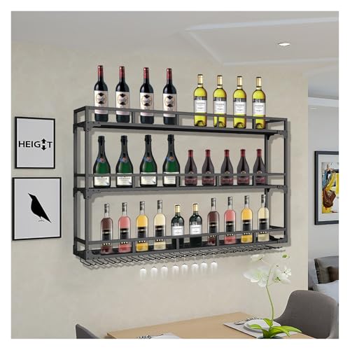 Weinregal mit 3 Ebenen zur Wandmontage, mit LED-Licht, schwimmendes Likörflaschen-Ausstellungsregal, Weinglashalter, Wand-Barregale für Likörflaschen, hängendes Weinglasregal für Esszimmer, Küche Weinregal mit 3 Ebenen zur Wandmontage, mit LED-Licht, schwimmendes Likörflaschen-Ausstellungsregal, Weinglashalter, Wand-Barregale für Likörflaschen, hängendes Weinglasregal für Esszimmer, Küche von Generisch
