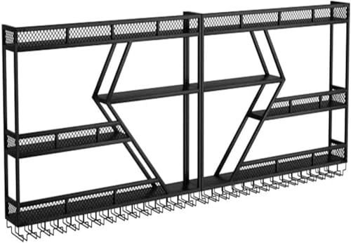 Weinregal mit LED-Licht, Metall, modernes Wandmontage, Weinflaschen- und Glasregal, Bar-Einheit mit schwebenden Regalen für Restaurant und Wohnzimmer Weinregal mit LED-Licht, Metall, modernes Wandmontage, Weinflaschen- und Glasregal, Bar-Einheit mit schwebenden Regalen für Restaurant und Wohnzimmer von Generisch