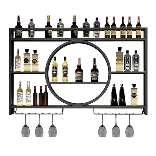 Weinregal und Glashalter aus Metall – industrielle Wandregale zum Aufhängen von Weingläsern und zum Präsentieren von Flaschen – Bar Likör-Organizer Regal Weinregal und Glashalter aus Metall – industrielle Wandregale zum Aufhängen von Weingläsern und zum Präsentieren von Flaschen – Bar Likör-Organizer Regal von Generisch