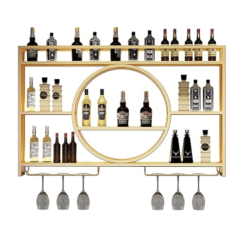 Weinregal und Glashalter aus Metall – industrielle Wandregale zum Aufhängen von Weingläsern und zum Präsentieren von Flaschen – Bar Likör-Organizer Regal Weinregal und Glashalter aus Metall – industrielle Wandregale zum Aufhängen von Weingläsern und zum Präsentieren von Flaschen – Bar Likör-Organizer Regal von Generisch