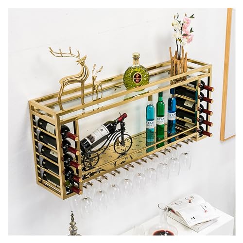Weinregal zur Wandmontage, Weinglasregal, mit Stielglas-Aufhänger, Weinglashalter, Hausbar, Likörschrank, Wandregal für Küche, zum Aufhängen, multifunktionale Weinaufbewahrung, Präsentationsregale Weinregal zur Wandmontage, Weinglasregal, mit Stielglas-Aufhänger, Weinglashalter, Hausbar, Likörschrank, Wandregal für Küche, zum Aufhängen, multifunktionale Weinaufbewahrung, Präsentationsregale von Generisch