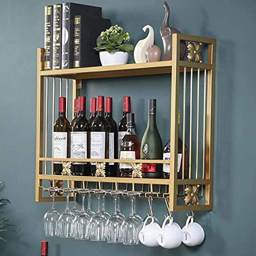 Weinregal zur Wandmontage, doppellagiger Eisenflaschenhalter mit Haken für Gläser, elegante Aufbewahrungslösung für Zuhause, Bars, Restaurants Weinregal zur Wandmontage, doppellagiger Eisenflaschenhalter mit Haken für Gläser, elegante Aufbewahrungslösung für Zuhause, Bars, Restaurants von Generisch