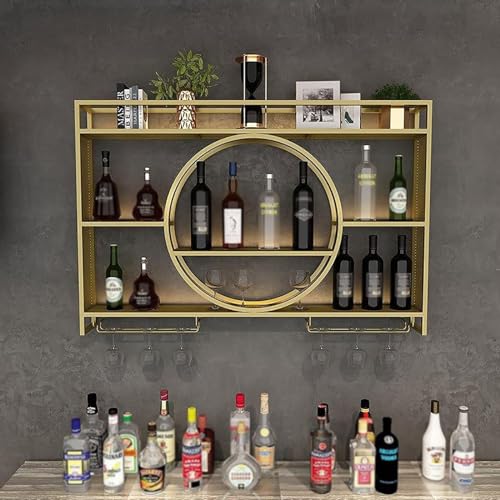 Weinregal zur Wandmontage, modernes Metall-Barregal mit schwebenden Regalen für Flaschen und Gläser, Küchenorganizer und Zubehör Weinregal zur Wandmontage, modernes Metall-Barregal mit schwebenden Regalen für Flaschen und Gläser, Küchenorganizer und Zubehör von Generisch