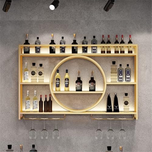 Weinregal zur Wandmontage, runder Metallschrank mit Glashalter, Vintage-Stil, Barregale für Zuhause und Restaurant von Generisch