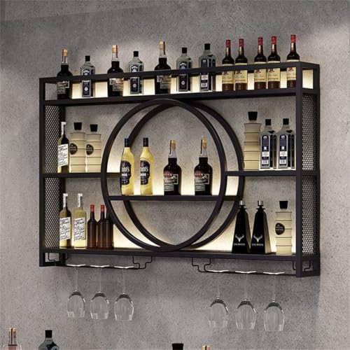 Weinregal zur Wandmontage, runder Metallschrank mit Glashalter, Vintage-Stil, Barregale für Zuhause und Restaurant von Generisch