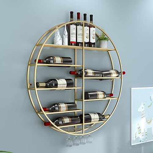 Weinregal zur Wandmontage mit Stielglashalter – Flaschenregal aus Metall für Zuhause, Bar und Esszimmer Weinregal zur Wandmontage mit Stielglashalter – Flaschenregal aus Metall für Zuhause, Bar und Esszimmer von Generisch