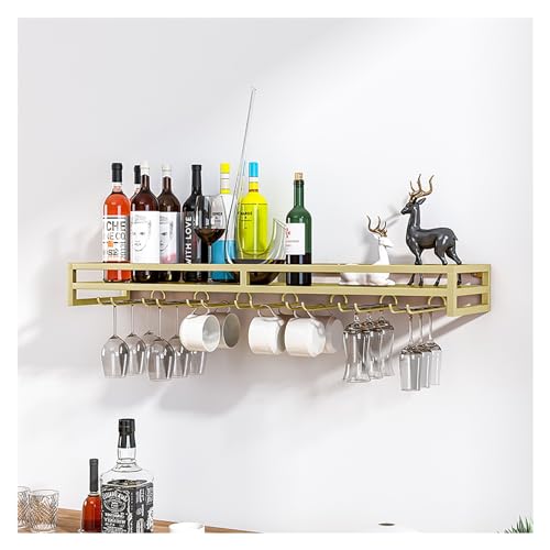 Weinregal zur Wandmontage mit Weinglashalter, Weinregal zum Aufhängen, schwebende Wandregale, Weinglas-Flaschenregal, Stielglashalter, Metall, Wandmontage, Weinhalter, Aufbewahrung, für Esszimmer Weinregal zur Wandmontage mit Weinglashalter, Weinregal zum Aufhängen, schwebende Wandregale, Weinglas-Flaschenregal, Stielglashalter, Metall, Wandmontage, Weinhalter, Aufbewahrung, für Esszimmer von Generisch