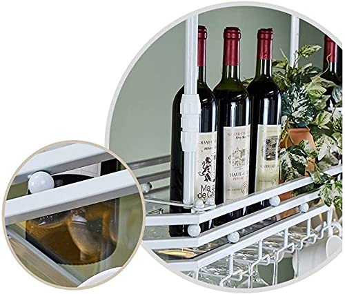 WeinregalDeckenhängendes Weinregal mit Glashalter, Regal für Haushaltskelche, europäische kreative Dekoration, Weinglas-Aufhänger, Weinglasregal, umgedrehtes Bar-Weinregal (weiß 120 x 35 cm) von Generisch