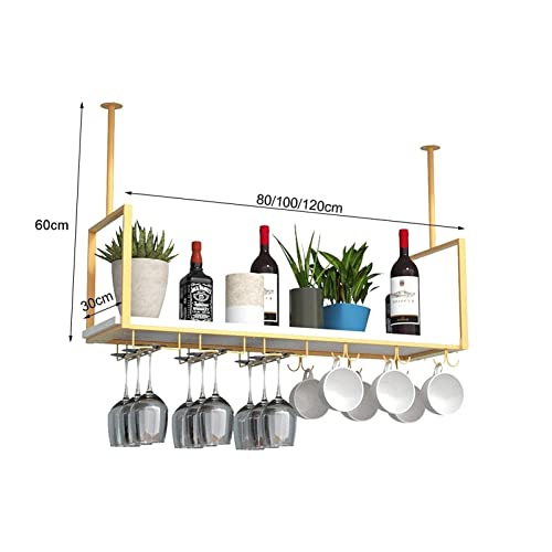 WeinregalHängendes Weinregal – Pflanzenständer an der Decke, Umgedrehtes Weinglasregal, einlagige Lagerregale im Wohnzimmer, schwimmende Küchenregale aus Eisen von Generisch