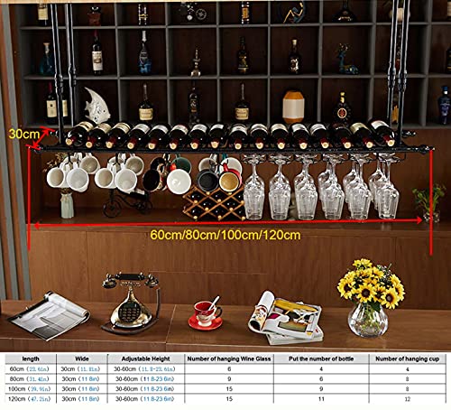 WeinregalHängendes europäisches Weinflaschenregal, Dekoration, Weinregal, Weinglasregal, umgedrehtes kreatives Kelchregal für die Hausbar, Schwarz, 80 cm (31,4 Zoll) (Bronze 100 cm (39,3 Zol von Generisch
