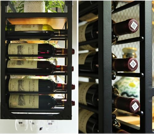 WeinregalWeinflaschenregal, hängendes industrielles Weinglasregal, höhenverstellbares modernes Weinregal zur Wandmontage, Flaschenhalter aus Metall, Weinaufbewahrungsregal für die Küche zu H von Generisch