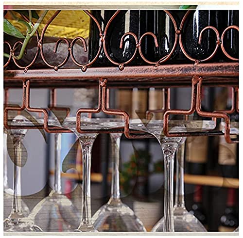 WeinregalWeinregal zum Aufhängen an der Decke mit Glashalter, Regal, Weinglasregal, umgedrehtes Weinregal im europäischen Bartisch-Stil, Ornamente, kreatives Kelchregal, hängendes Tassenrega von Generisch