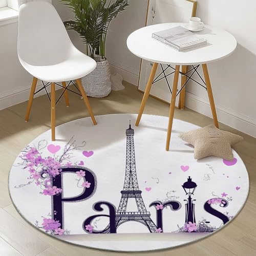 Weiß Runder Teppich 180 cm Round Eingangsbereich Teppich Paris Eiffelturm Blumen, Kleiner Kreis Bereich Küche Läufer rutschfest Waschbar Läufer Weiß Runder Teppich 180 cm Round Eingangsbereich Teppich Paris Eiffelturm Blumen, Kleiner Kreis Bereich Küche Läufer rutschfest Waschbar Läufer von Generisch