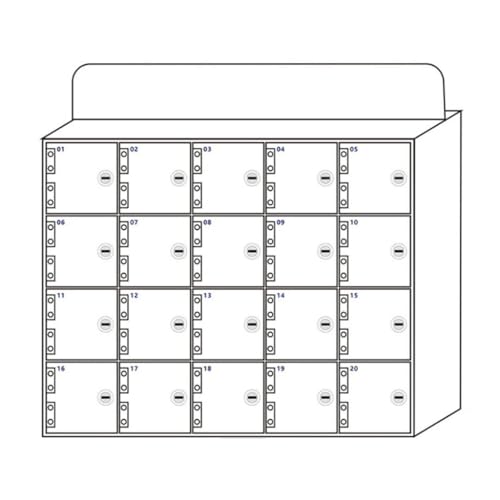 Weiße Acryl-Aufbewahrungsbox für Mobiltelefone mit 20 sicheren Schlitzen, abschließbare Türen, Schlüssel im Lieferumfang enthalten – schützen Sie Ihre Handys bei der Arbeit oder Veranstaltungen von Generisch