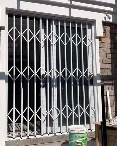 Weiße Fenster-Sicherheitsgitter für Türen und Fenster, erweiterbar, bruchsicher, abschließbar, für den Innen- und Außenbereich von Generisch