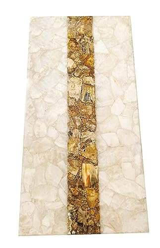 Weiße Quarz-Esstischplatte I Quarz-Terrassen-Sofa-Tischplatte I braunes versteinertes Holz Wohnzimmertisch I Epoxid-Küchenplatte 106,7 x 183,9 cm Weiße Quarz-Esstischplatte I Quarz-Terrassen-Sofa-Tischplatte I braunes versteinertes Holz Wohnzimmertisch I Epoxid-Küchenplatte 106,7 x 183,9 cm von Generisch