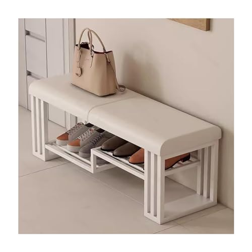 Weiße Schuhbank mit Kissen für Eingang, Wohnzimmer & Flur, stilvolle Aufbewahrungslösung, 60 x 32 x 45 cm, Eingangs-Organizer, moderne Möbel von Generisch