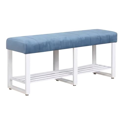 Weiße Schuhbank mit Kissen für Eingangsbereich, Flur & Wohnzimmer; Stilvoller Aufbewahrungssitz (Größe: 60 x 32 x 45 cm), perfekt für die Organisation von Schuhen und Dekoration von Generisch