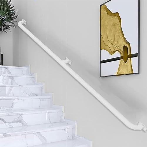Weiße Treppe il – Wandmontierte Sicherheits-Stützstange für Stufen von 80 cm bis 6 m Länge | Treppengeländer für Flur und Treppenhaussicherheit von Generisch