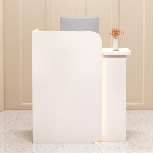 Weißer Empfangstresen aus Holz mit Schubladen und Schrank – Büro-Empfangstheke für Geschäfte, Hotels & Tagungsräume – rechte Seite 60 × 45 × 100 cm von Generisch