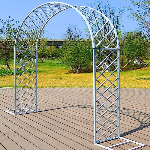 Weißer Metall-Gartenbogen für Kletterpflanzen, Schmiedeeiserner Rosenbogen, langlebige Rankhilfe für den Außenbereich, Dekoration für Garten & Rasen, perfekte Unterstützung Pergola für Blumen von Generisch