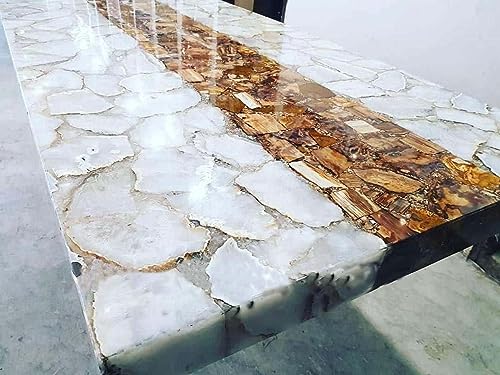 Weißer Quarz-Wohnzimmertisch mit braunem versteinertem Holz, 137,2 x 137,2 cm, Quarz-Esstischplatte für Zuhause und Hotel, versteinertes Holz, Küchenrückwand, hochwertige quadratische Quarzplatte Weißer Quarz-Wohnzimmertisch mit braunem versteinertem Holz, 137,2 x 137,2 cm, Quarz-Esstischplatte für Zuhause und Hotel, versteinertes Holz, Küchenrückwand, hochwertige quadratische Quarzplatte von Generisch