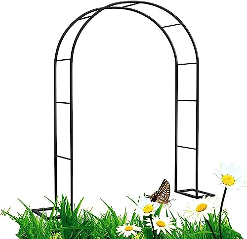Weißer Stahl-Gartenlaube, Hochzeitsbogen, Metalllaube, Pergola, Rohrrahmen, Rankgitter, Torbogen für Kletterpflanzen, Rosen, Reben, 180 cm, 140 cm, 240 cm breit von Generisch