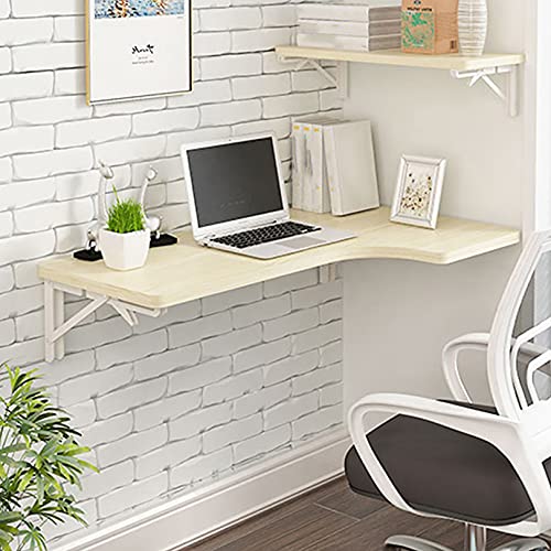Weißer klappbarer L-förmiger Ecktisch zur Wandmontage, multifunktional, Hängeeck-Computertisch, Esstisch, Schreibtisch für Heimbüro von Generisch
