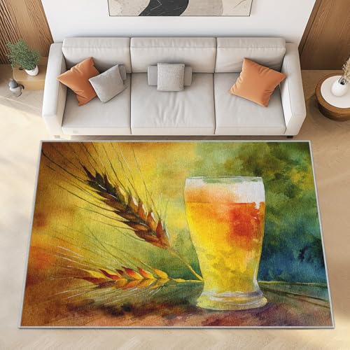 Weizen Bier Kurzflor Teppich Wohnzimmer 200x300 cm Weinglas Getränke Teppiche Waschbar Weich - Aquarell Kunst Groß Carpet für Schlafzimmer und Esszimmer Weizen Bier Kurzflor Teppich Wohnzimmer 200x300 cm Weinglas Getränke Teppiche Waschbar Weich - Aquarell Kunst Groß Carpet für Schlafzimmer und Esszimmer von Generisch