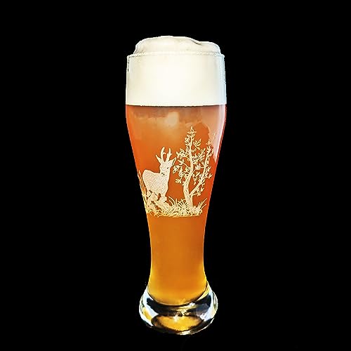 Weizenbierglas 0,5 mit Gravur | Jagdmotive | Hirsch | Reh | Wildschwein | graviertes Bierglas (Reh) von Generisch