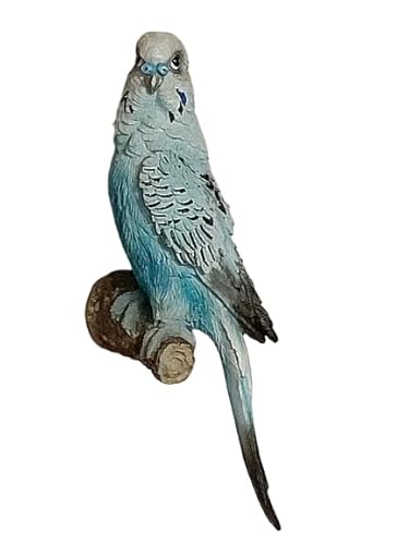 Wellensittich am Stamm Dekofigur Wandhänger Vogel blau Gartenfigur Tierfigur von Generisch