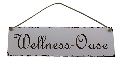 Wellness-Oase Schild Shabby Chic Deko weiß Geschenk Deko Holz HDF ca 28 x 8 cm Wanddeko Wandbild Hängeschild mit Kordel Wellness Wellness-Oase Schild Shabby Chic Deko weiß Geschenk Deko Holz HDF ca 28 x 8 cm Wanddeko Wandbild Hängeschild mit Kordel Wellness von Generisch