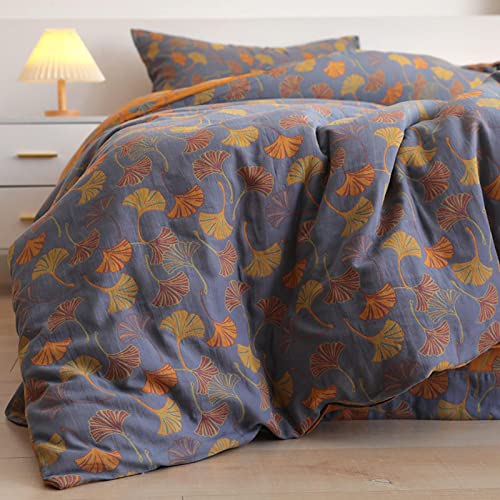 Wendbare Baumwoll-Steppdecke mit Ginkgoblatt-Muster, ultraweich und atmungsaktiv, perfekt für Couch und den täglichen Gebrauch im Haushalt von Generisch